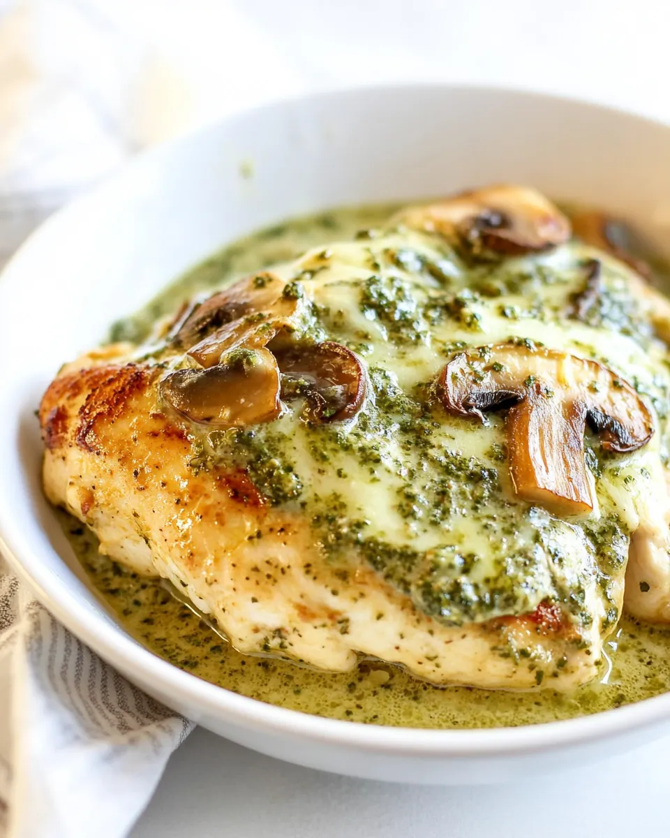 Delicious Pesto Mushroom Chicken image