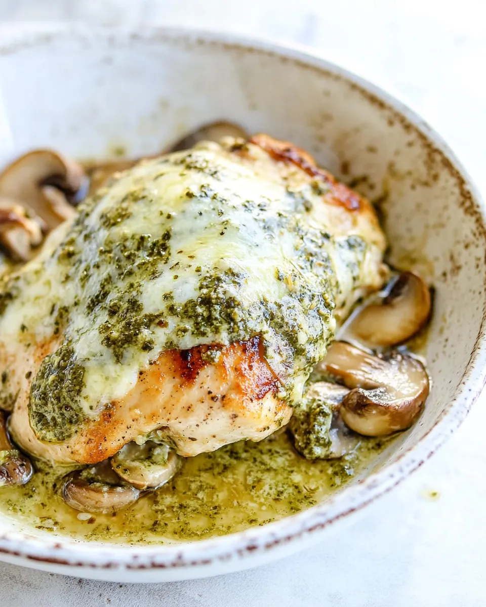 Homemade Pesto Mushroom Chicken recipe photo