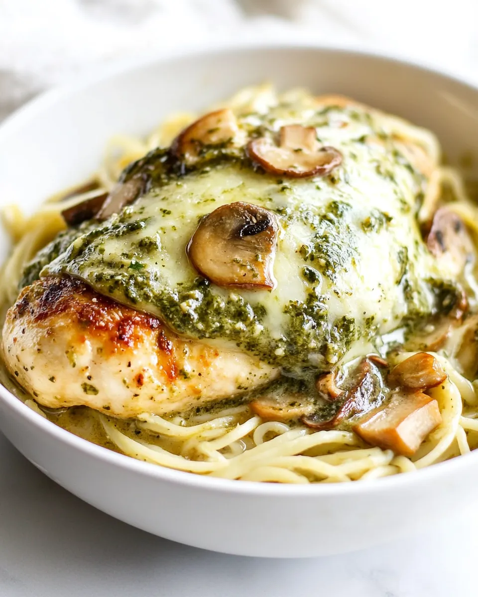 Savory Pesto Mushroom Chicken shot