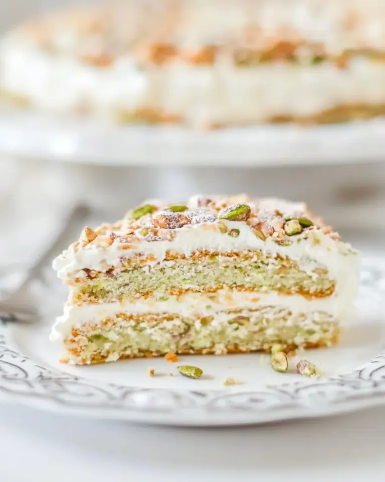 Homemade Pistachio Crpe Cake photo