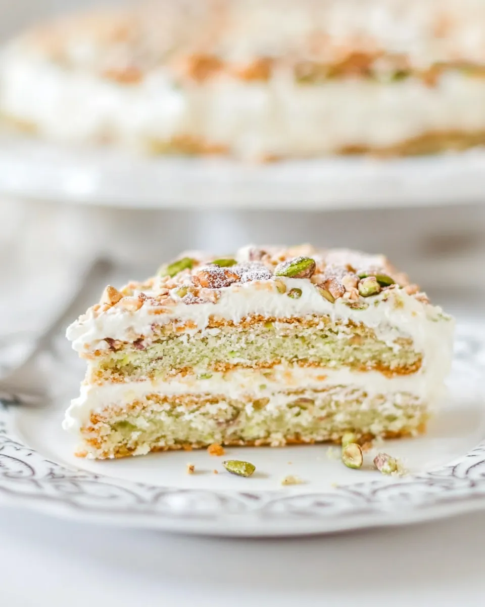 Homemade Pistachio Crpe Cake photo
