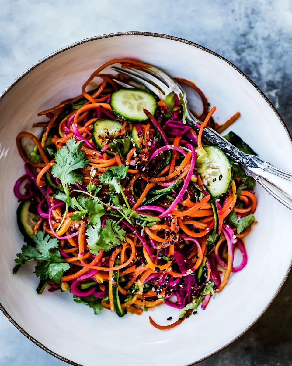 Delicious Rainbow Veggie Noodles. shot