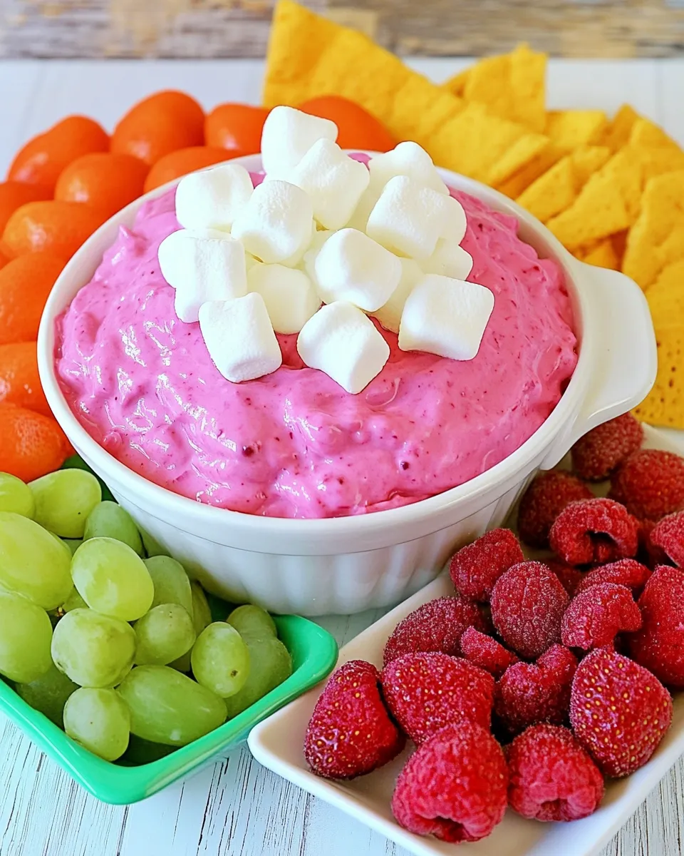 Homemade Raspberry Marshmallow Fruit Dip photo