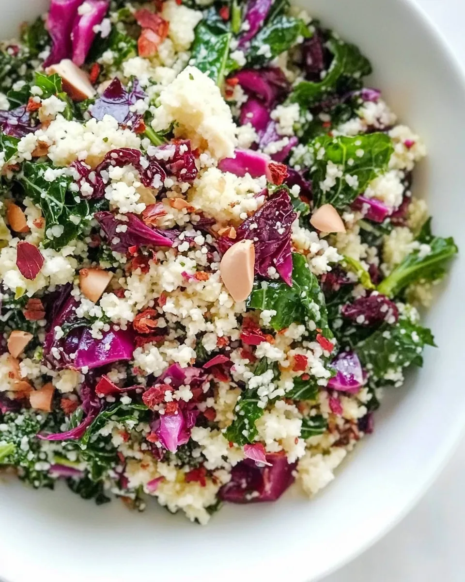 Delicious Raw Cauliflower Couscous with Kale and Cabbage recipe photo