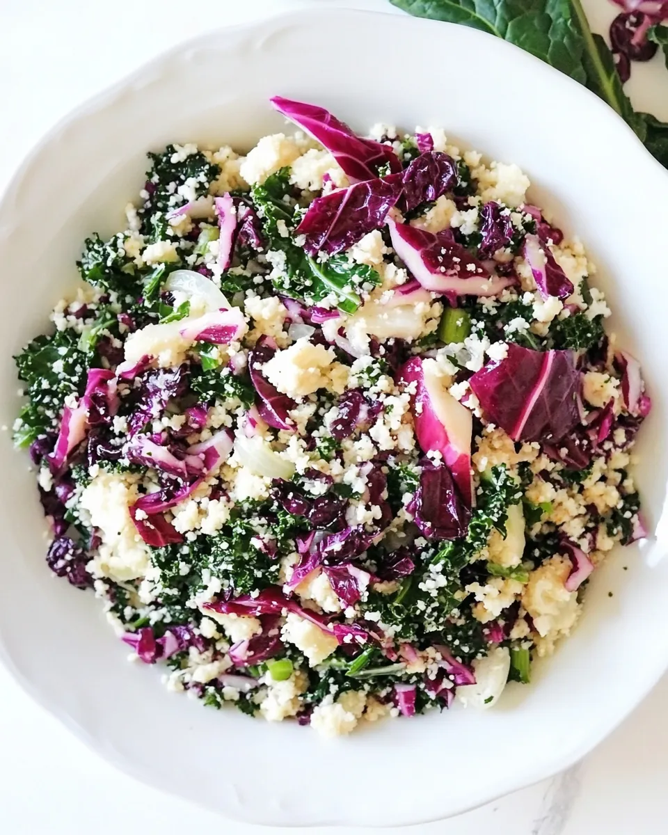 Fresh Raw Cauliflower Couscous with Kale and Cabbage shot