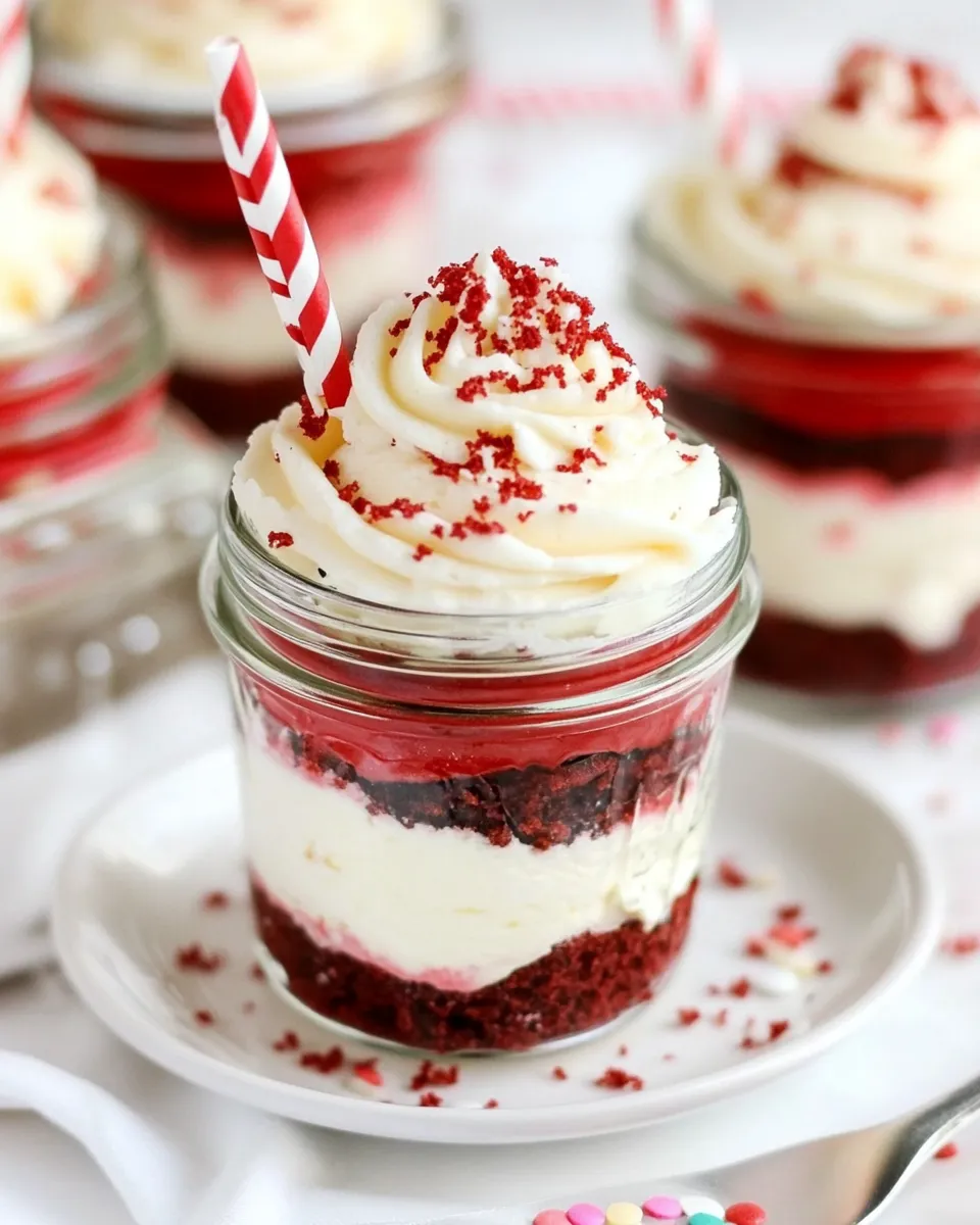 Delicious Red Velvet Cupcakes In A Jar image