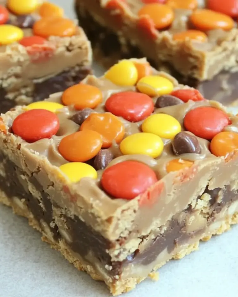 Homemade Reeses Pieces Peanut Butter Bars photo