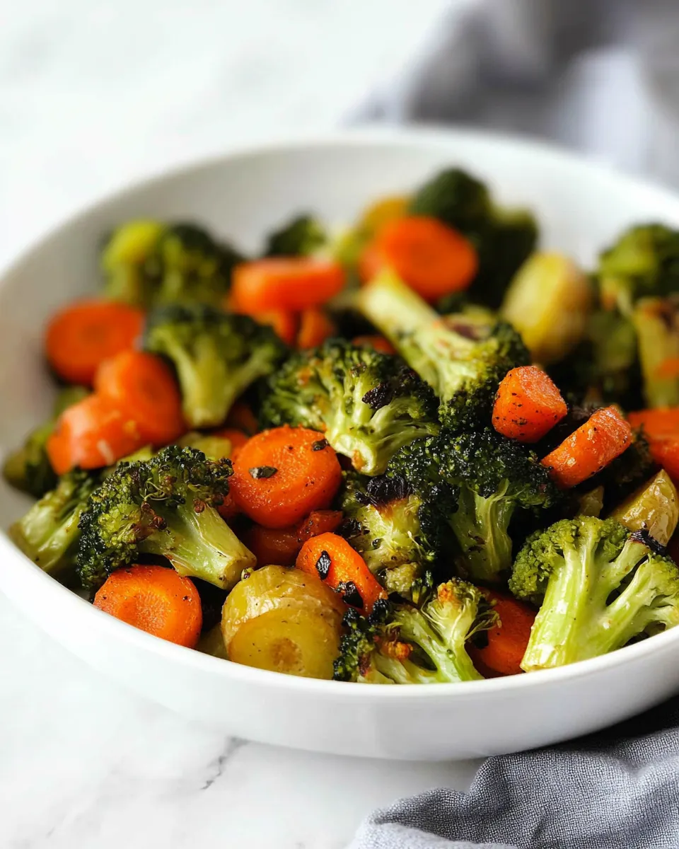 Delicious Roasted Broccoli And Carrots shot