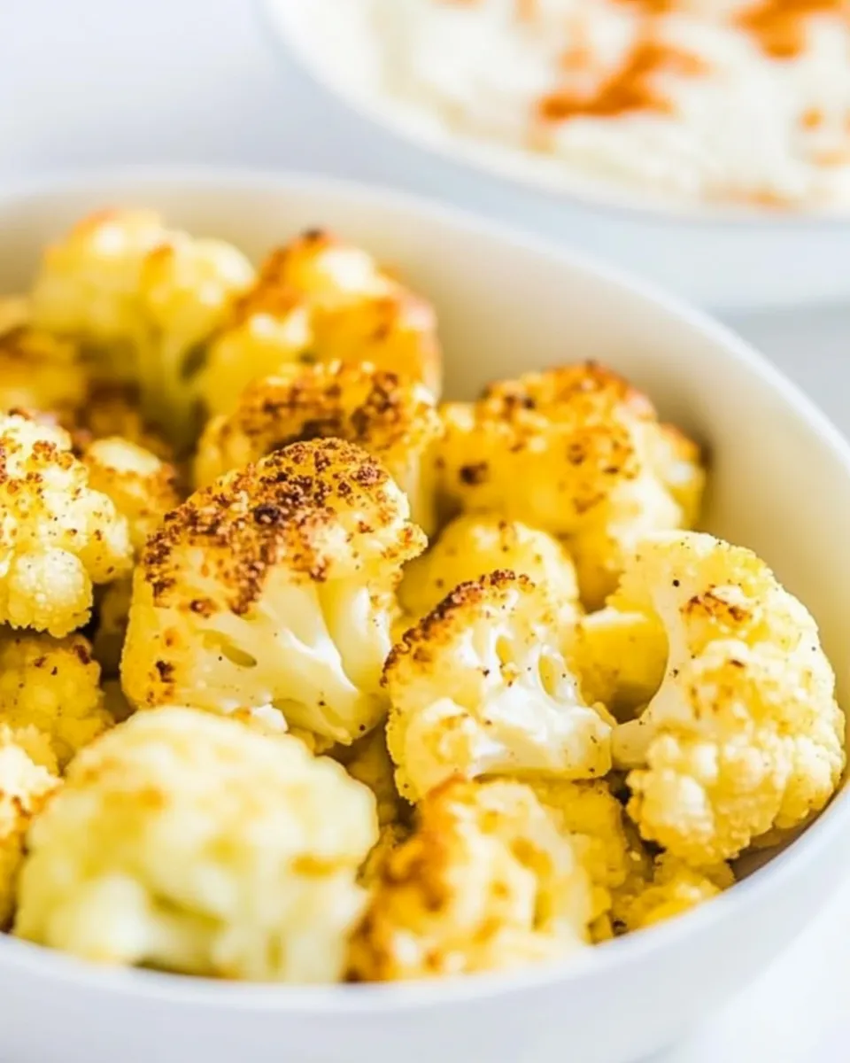 Delicious Roasted Cauliflower with Creamy Parmesan Dip shot