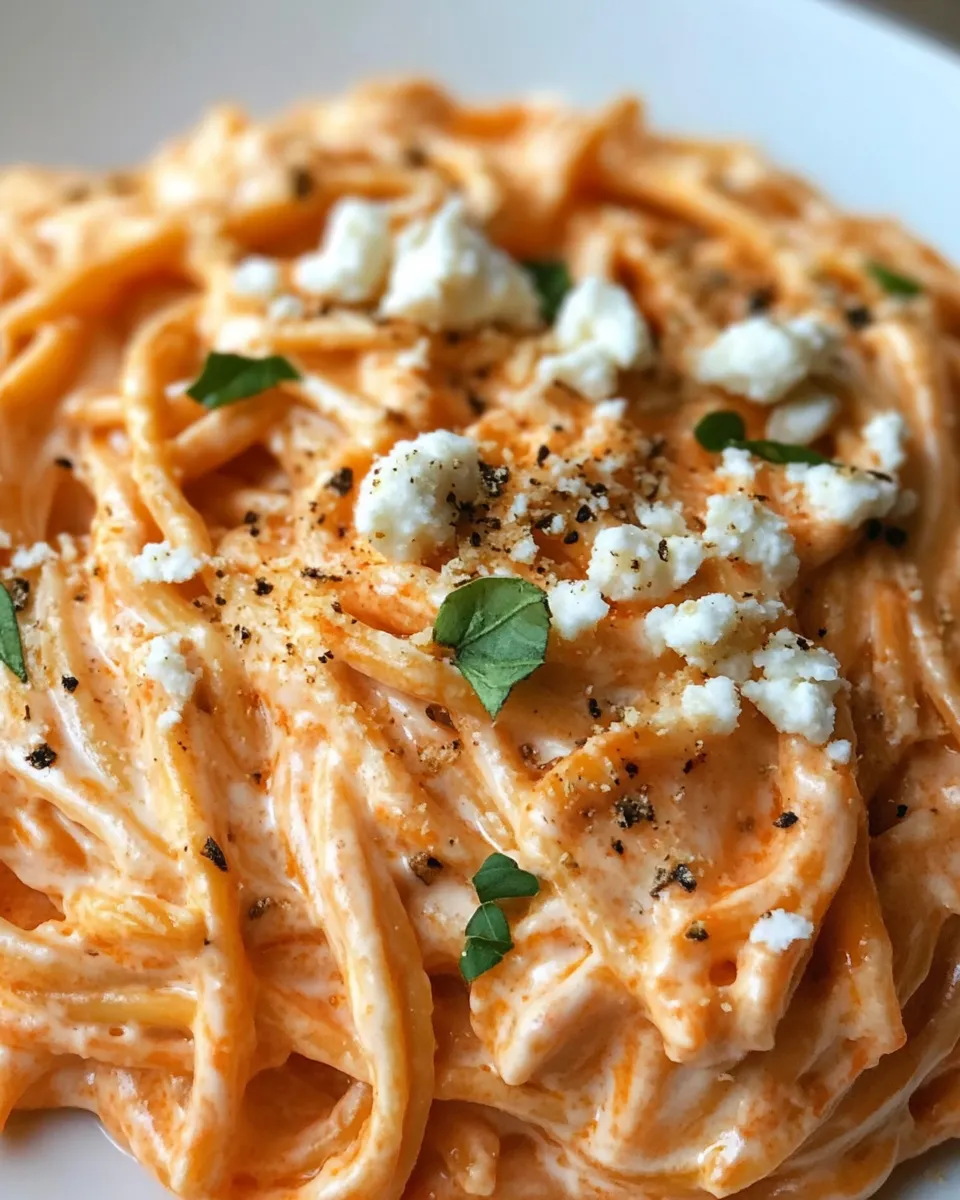 Quick Roasted Red Pepper & Goat Cheese Alfredo shot