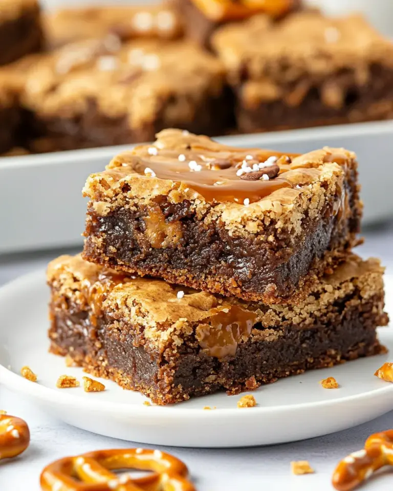 Homemade Salted Caramel Blondies with Pretzels photo