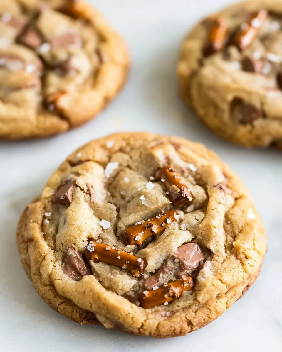 Delicious Salted Pretzel and Nutella Chip Cookies shot