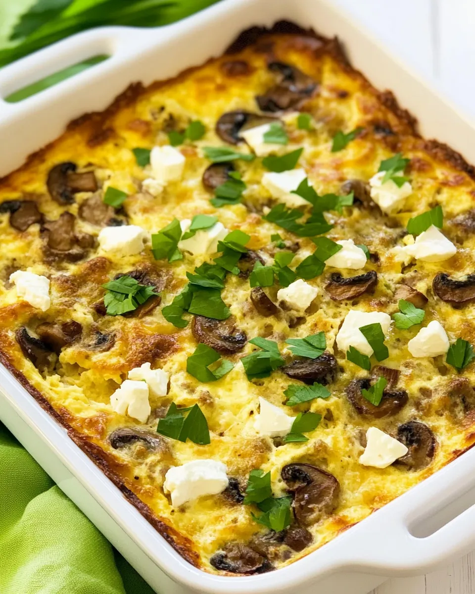 Homemade Sausage, Mushrooms, and Feta Baked with Eggs photo