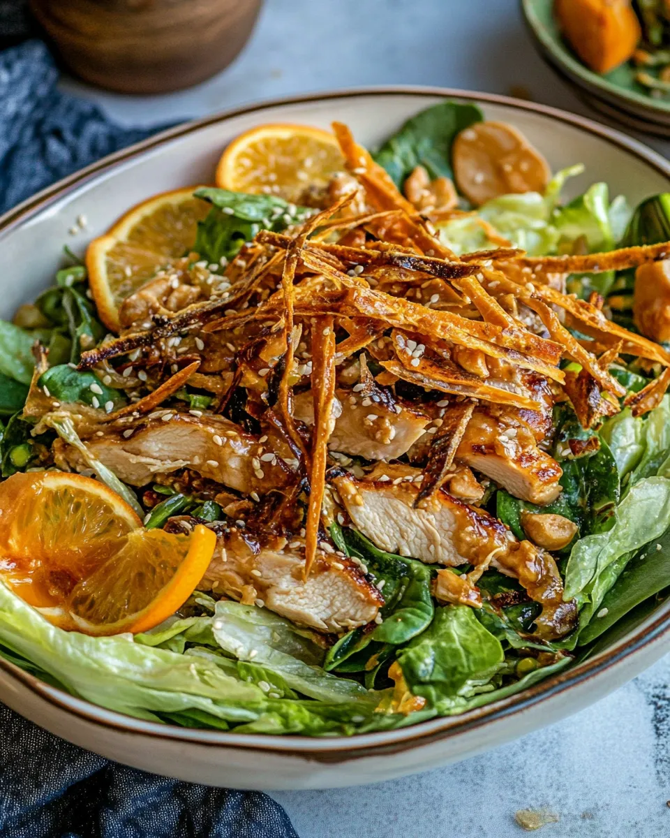 Classic Sesame Ginger Orange Chicken Salad. photo