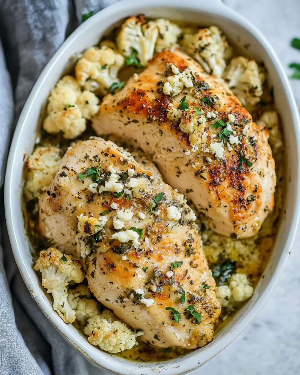 Delicious Sheet Pan Greek Chicken and Cauliflower shot