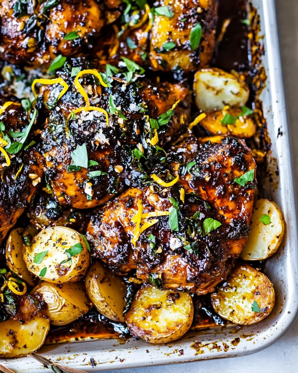 Quick Sheet Pan Lemon Balsamic Chicken and Potatoes. image