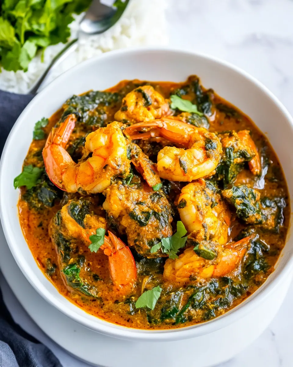 Delicious Shrimp Saag food shot