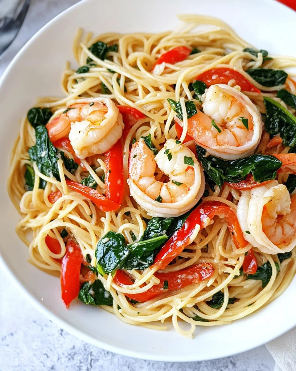 Easy Shrimp Scampi with Peppers and Spinach recipe photo
