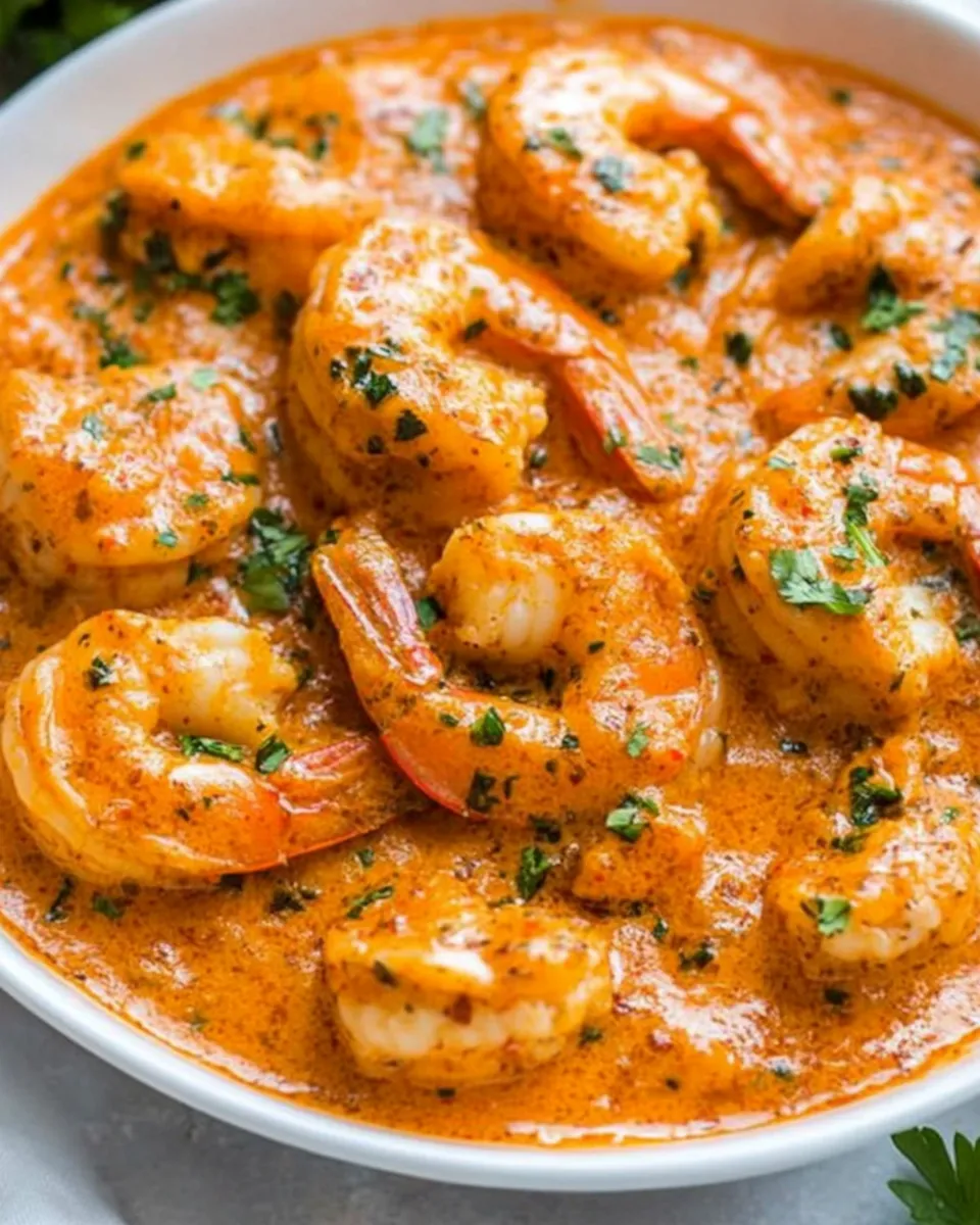 Delicious Shrimp in Roasted Pepper Sauce shot