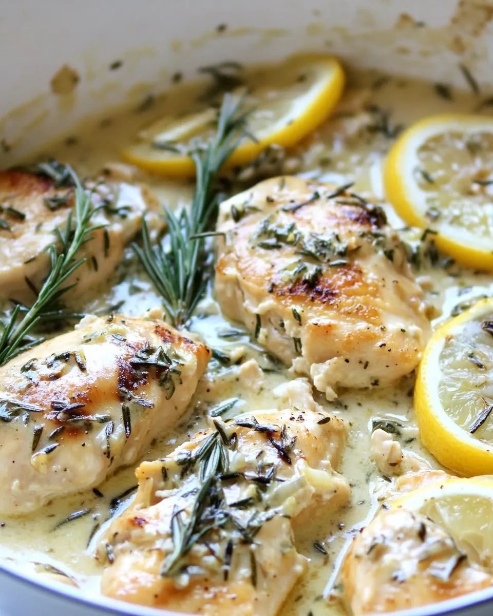 Delicious Skillet Creamy Lemon Rosemary Chicken shot