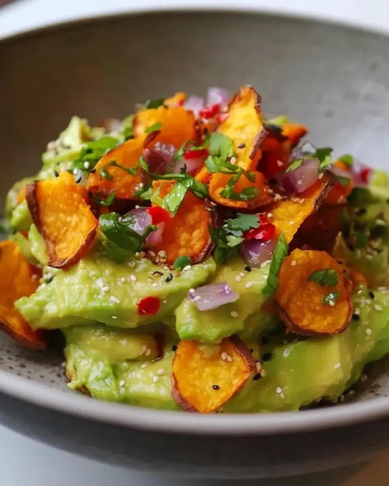 Easy Smashed Avocados with Sweet Potato Chips photo