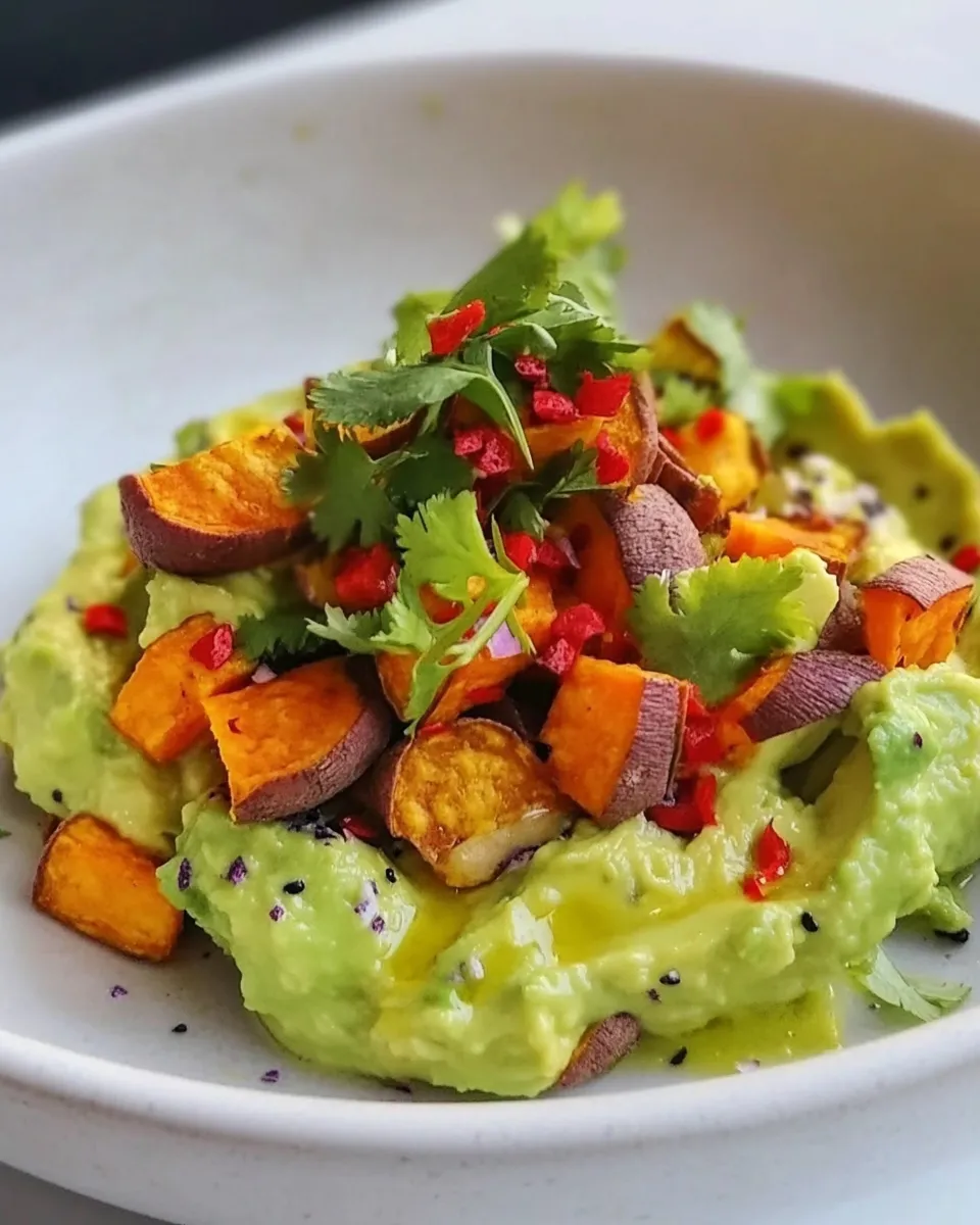 Delicious Smashed Avocados with Sweet Potato Chips image