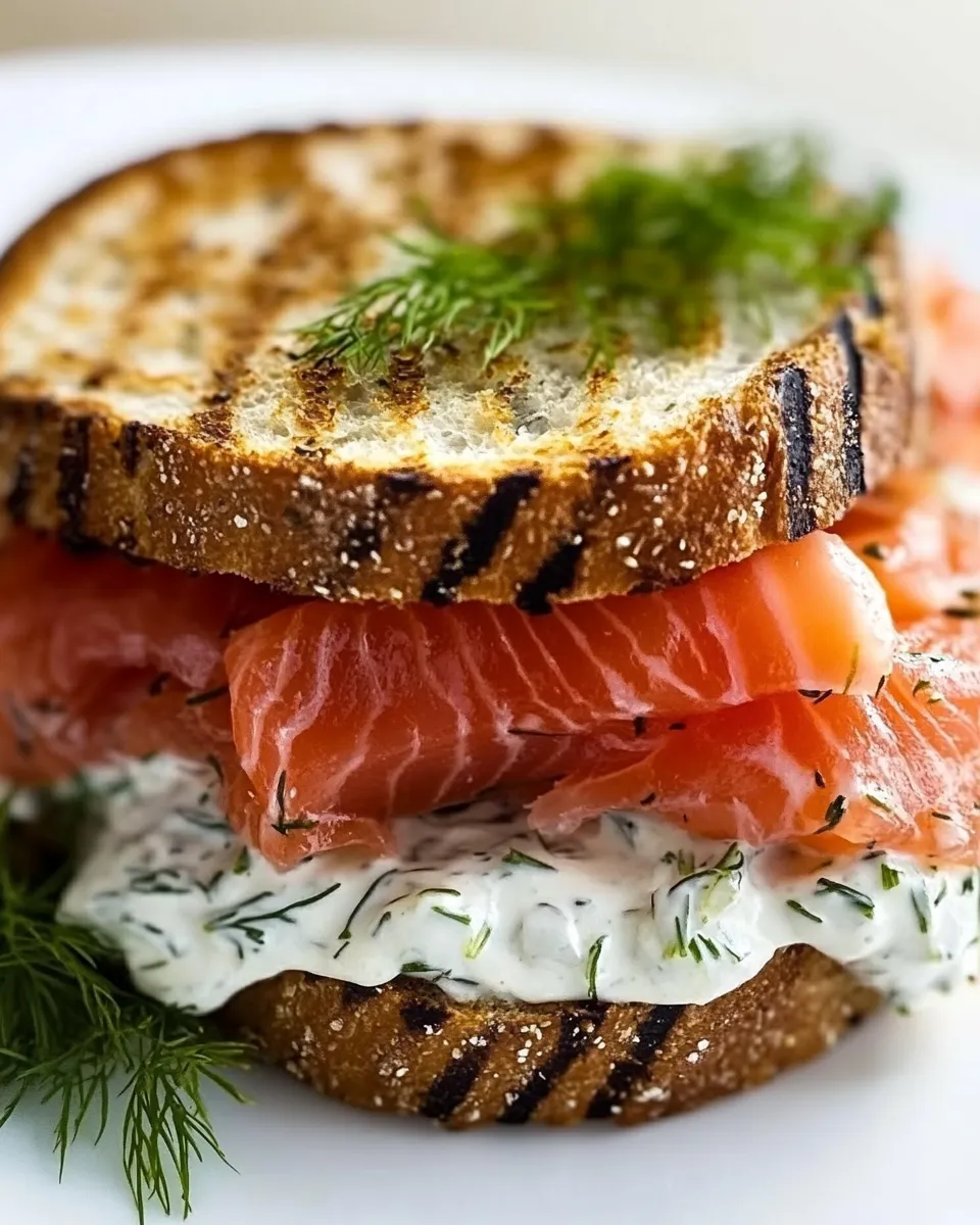 Classic Smoked Salmon Panini Sandwich with Lemon Dill Mayonnaise image