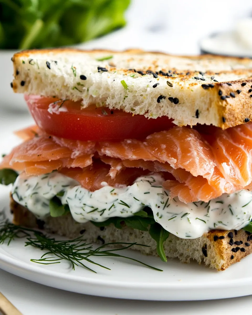 Easy Smoked Salmon Panini Sandwich with Lemon Dill Mayonnaise recipe photo