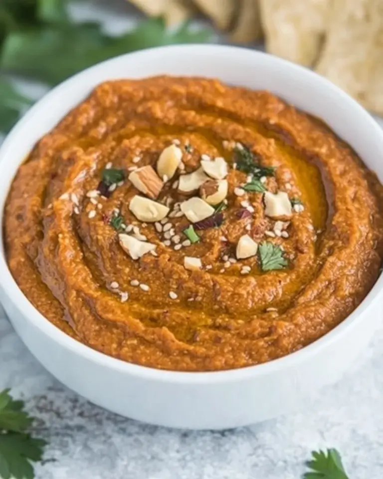 Homemade Smoky Roasted Eggplant Red Pepper Dip with Walnuts photo
