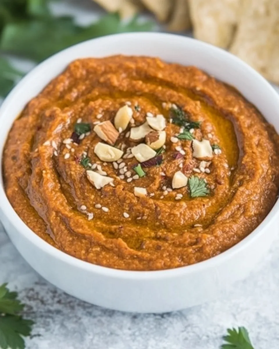 Homemade Smoky Roasted Eggplant Red Pepper Dip with Walnuts photo
