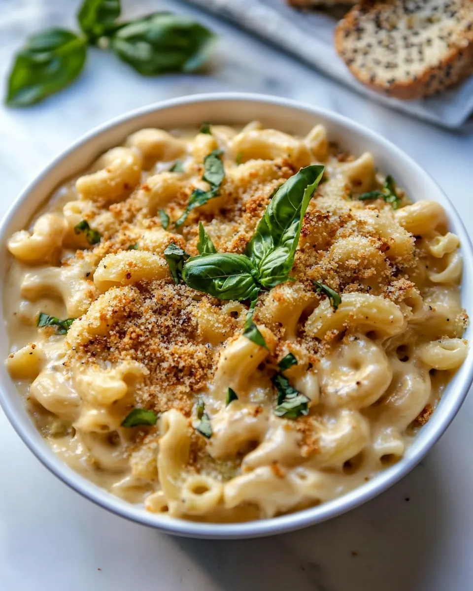 Classic Sneaky Zucchini Mac and Cheese with Everything Bagel Chip Crumbs. picture