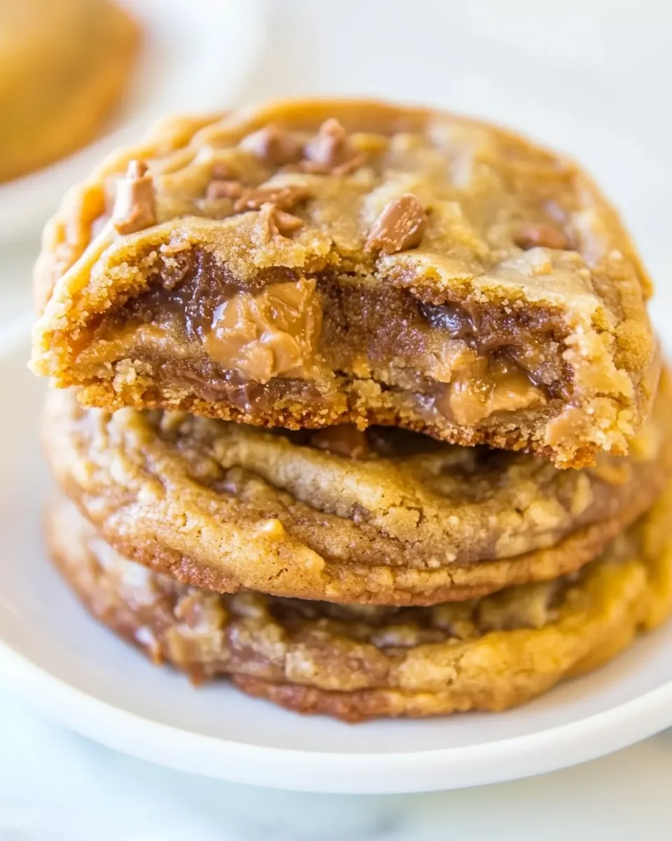 Delicious Soft and Chewy Toffee and Milk Chocolate Peanut Butter Cookies shot