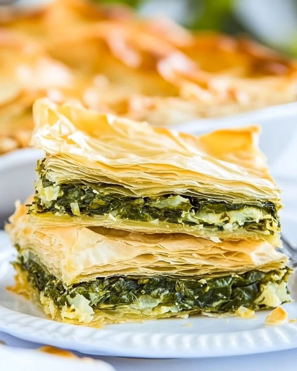 Delicious Spanakopita - Traditional Greek Spinach Pie shot