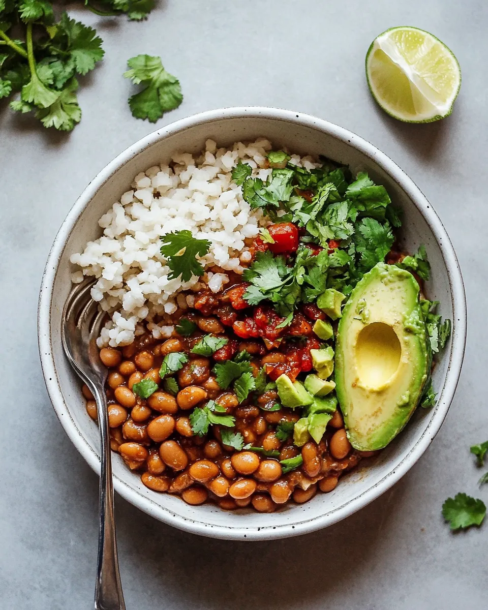 Delicious Spiced Pinto Bean Bowls with Avocado shot