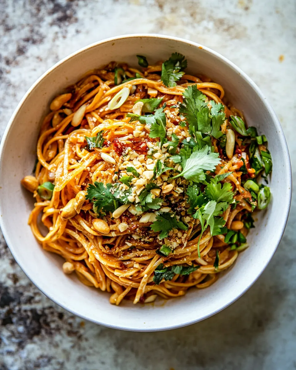 Simple Spicy Peanut Noodles with Chili Garlic Oil. image