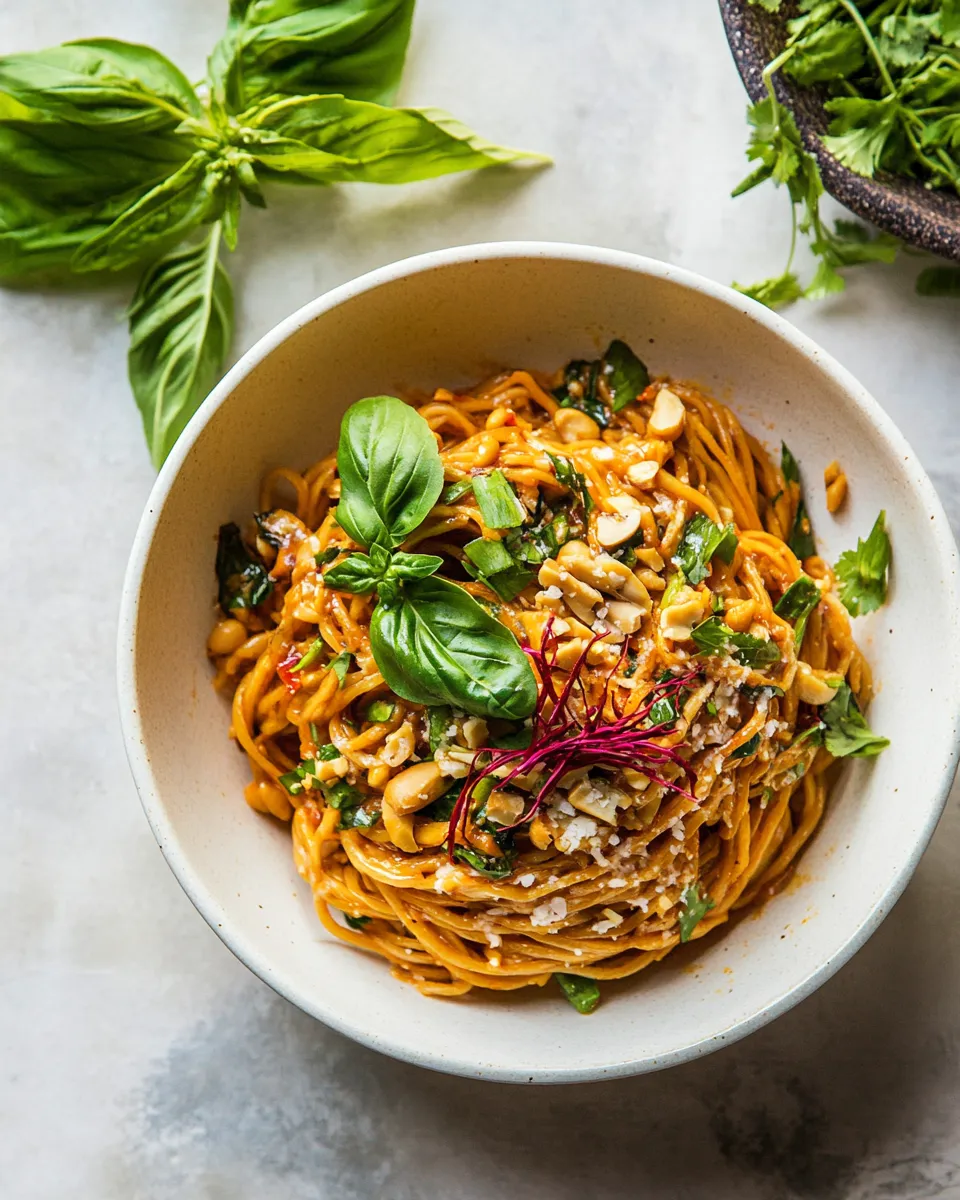 Tasty Spicy Peanut Noodles with Chili Garlic Oil. recipe image
