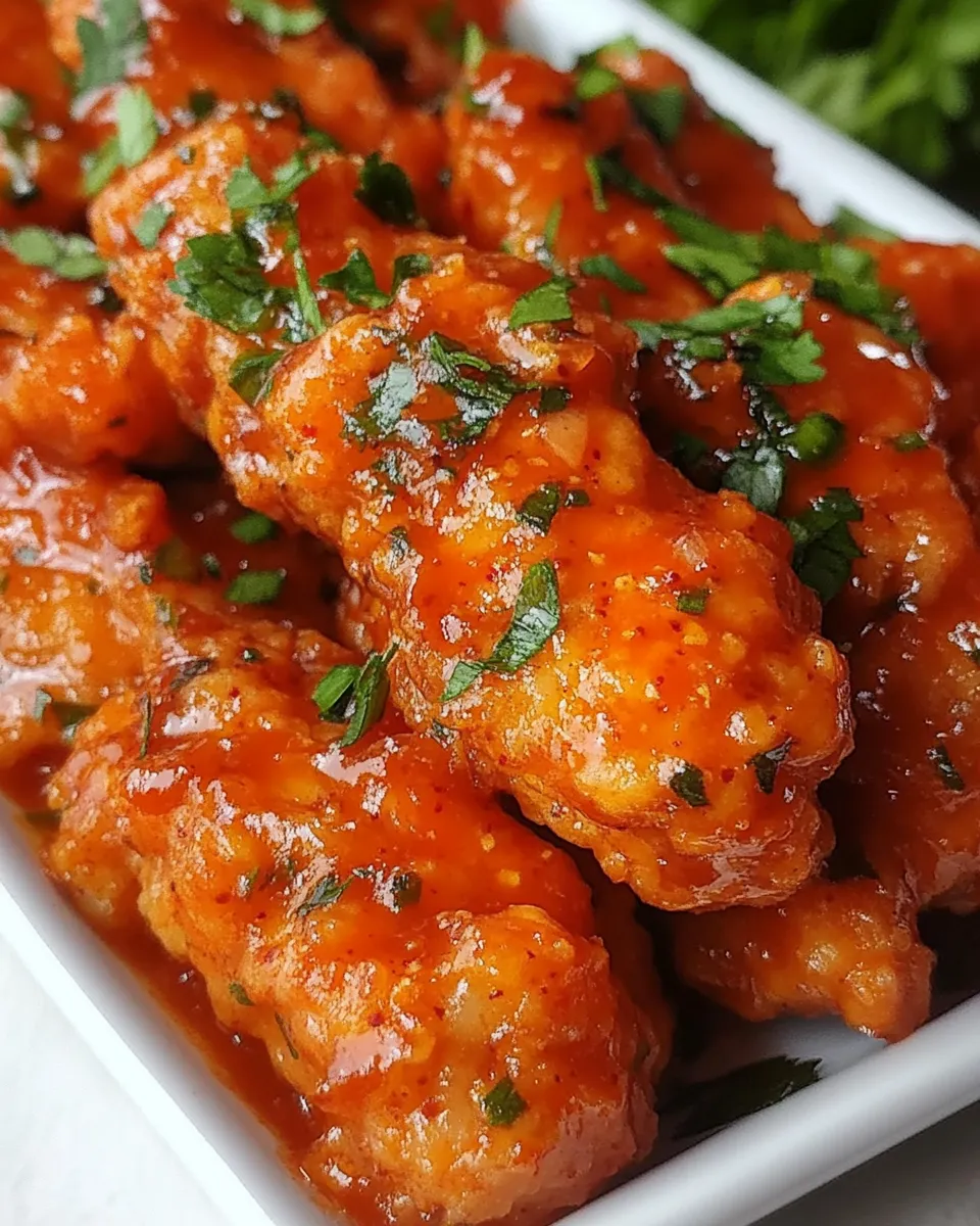 Savory Spicy Sriracha Chicken Fingers shot