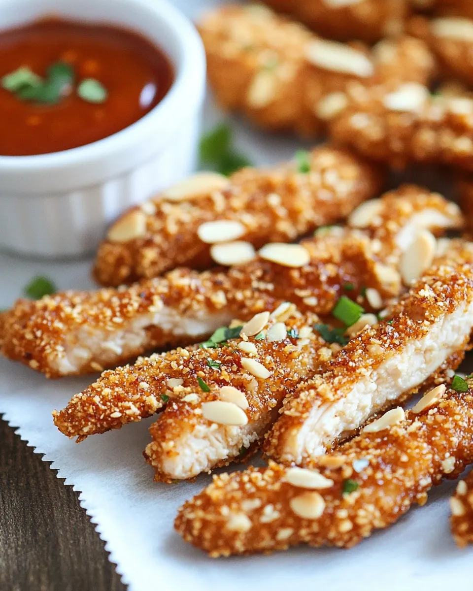Savory Sriracha Almond Crusted Chicken Strips dish photo