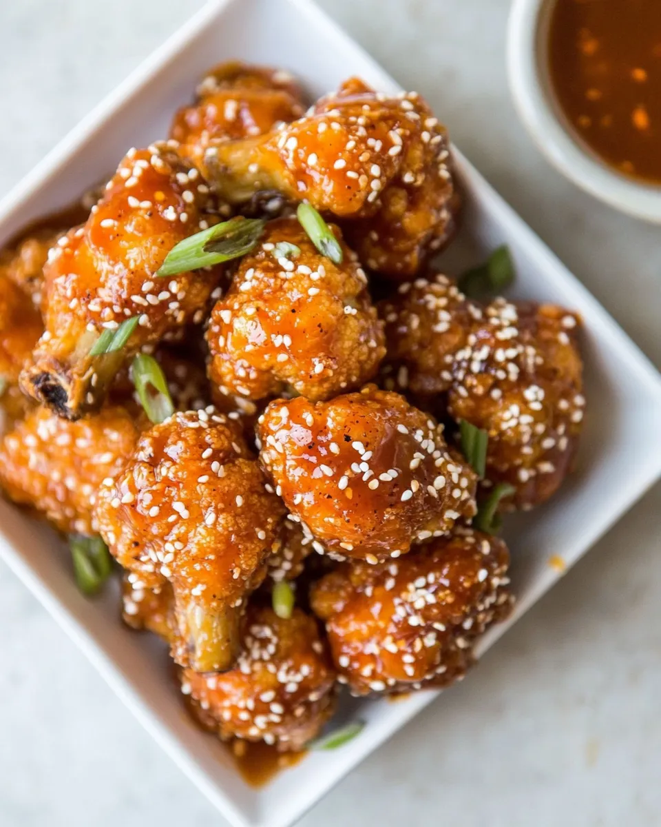 Classic Sticky Honey Sriracha Cauliflower Wings (Baked or Fried) image