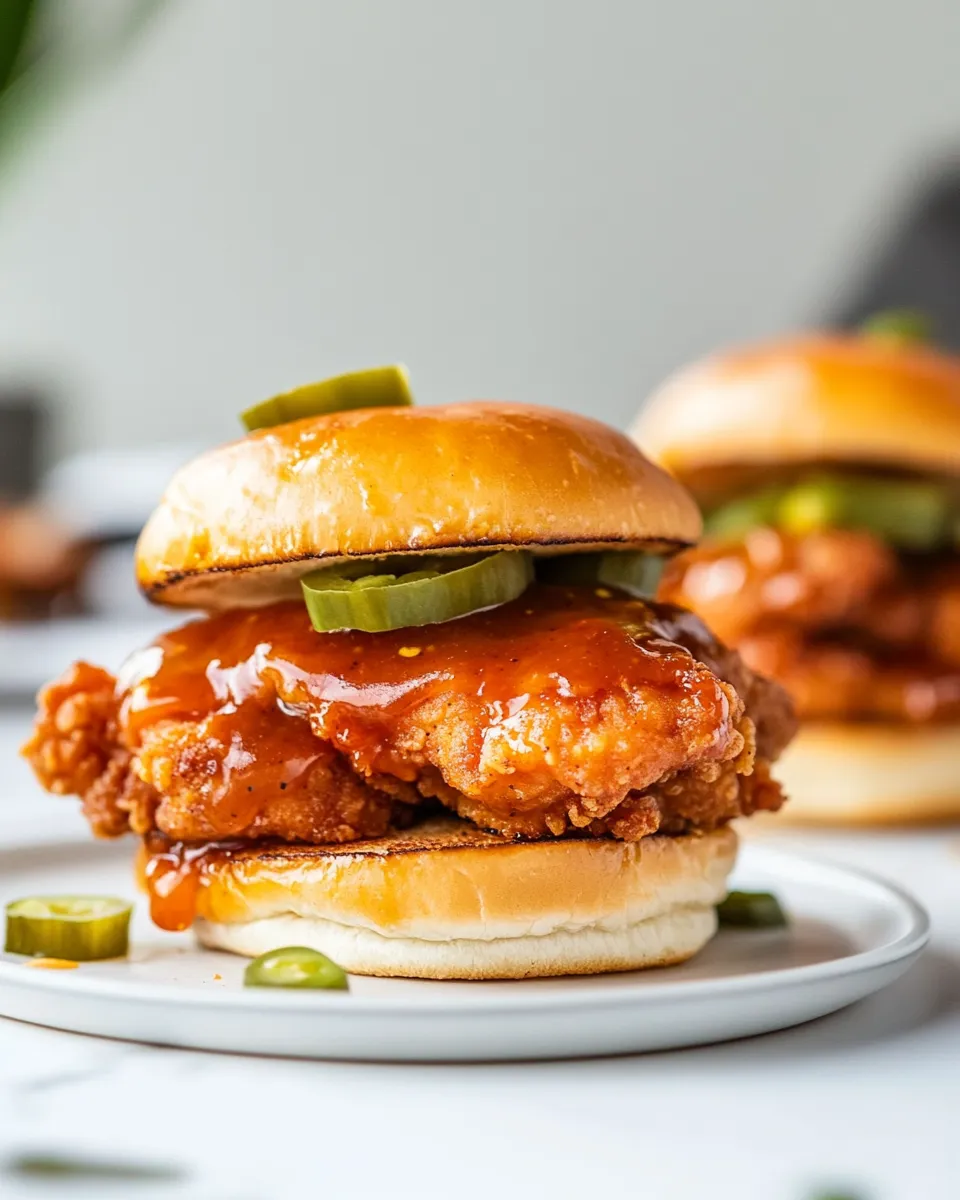 Delicious Sticky Sweet Chili Fried Chicken Sandwiches image