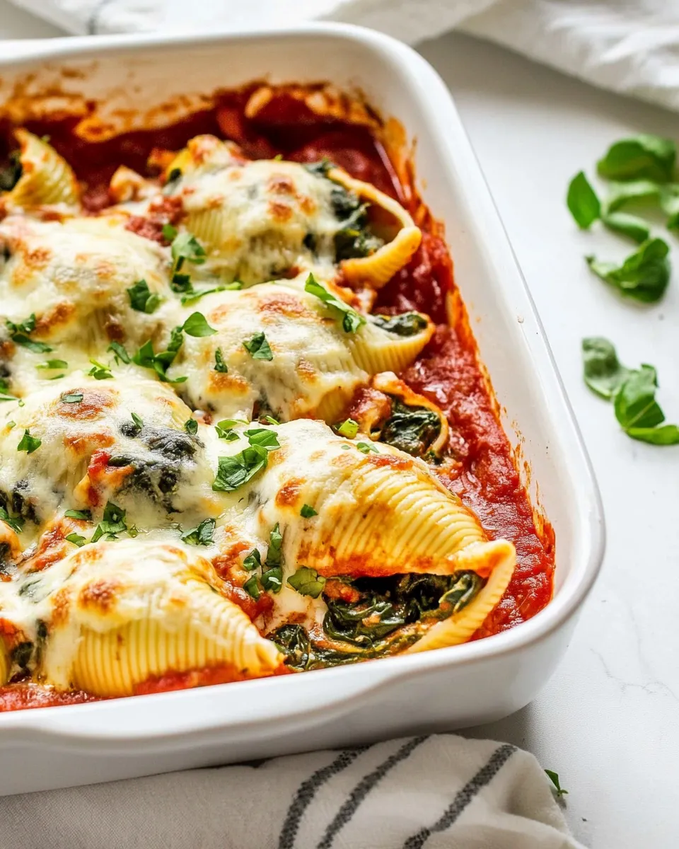 Delicious Stuffed Shells with Spinach shot