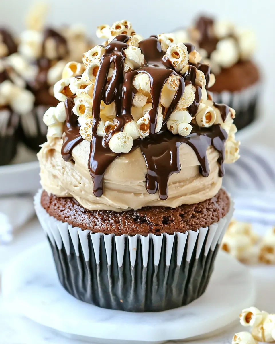 Homemade Sugared Brown Butter Vanilla Bean Popcorn Chocolate Cupcakes photo