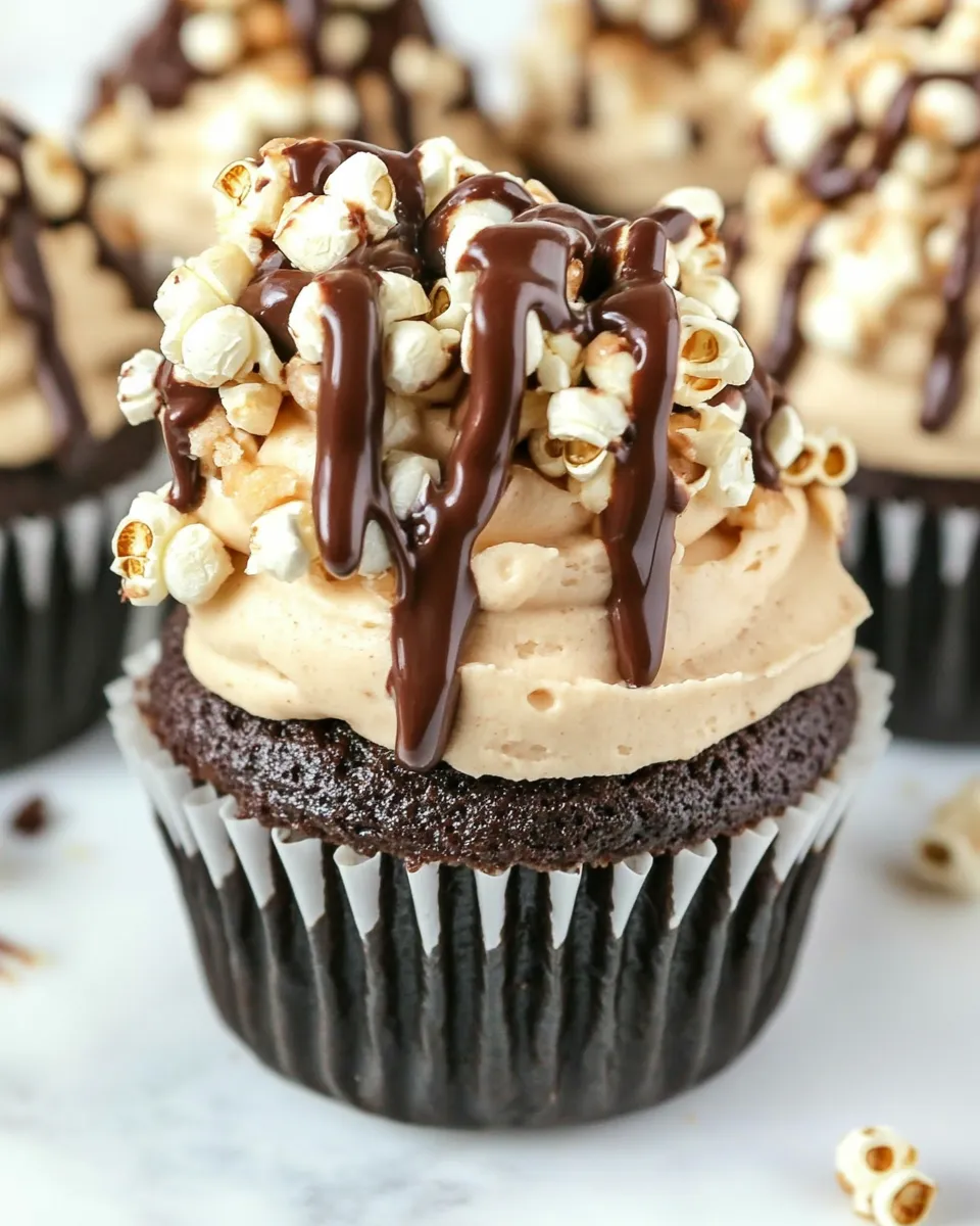 Delicious Sugared Brown Butter Vanilla Bean Popcorn Chocolate Cupcakes image