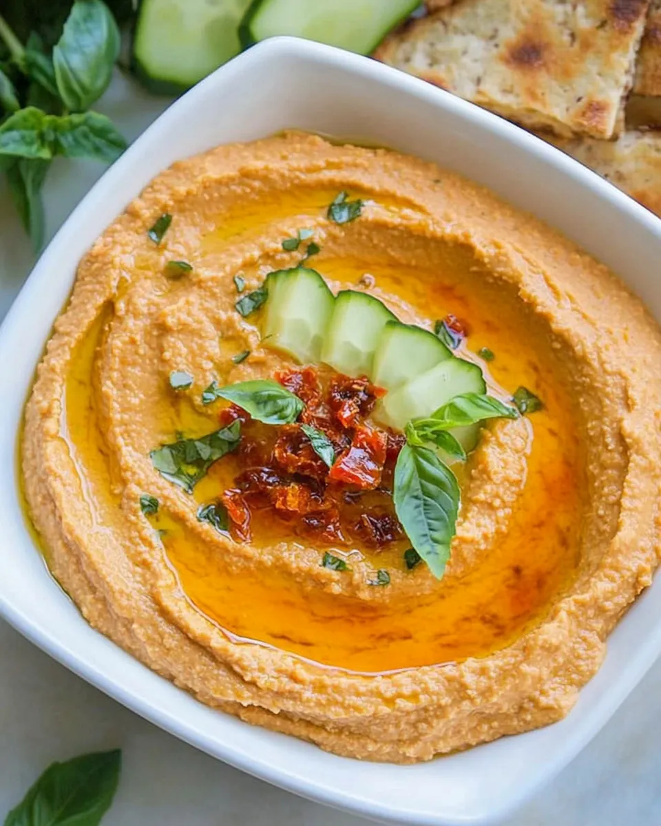 Easy Sun Dried Tomato Basil Hummus recipe photo