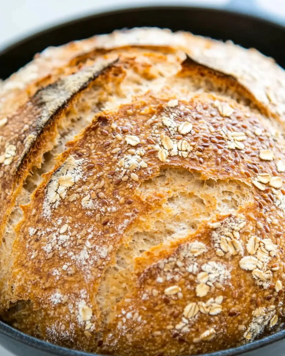 Easy Sunflower and Flax Seeds Whole Wheat Cast Iron Bread image