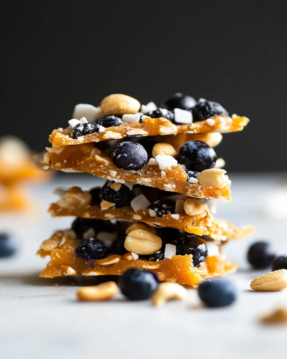 Healthy Sweet Potato Blueberry Coconut Cashew Bark shot