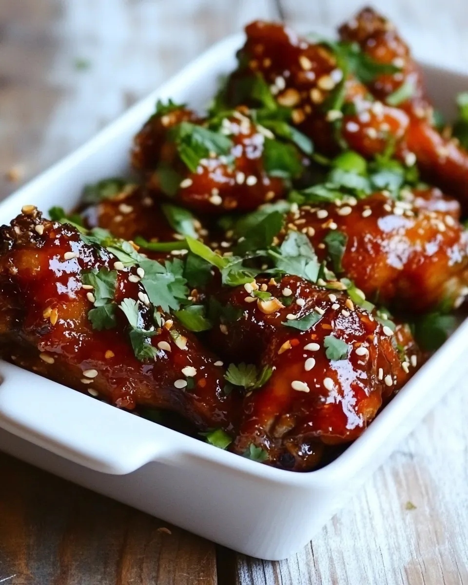 Delicious Sweet and Sour Sticky Thai Boneless Oven Baked Chicken Wings shot