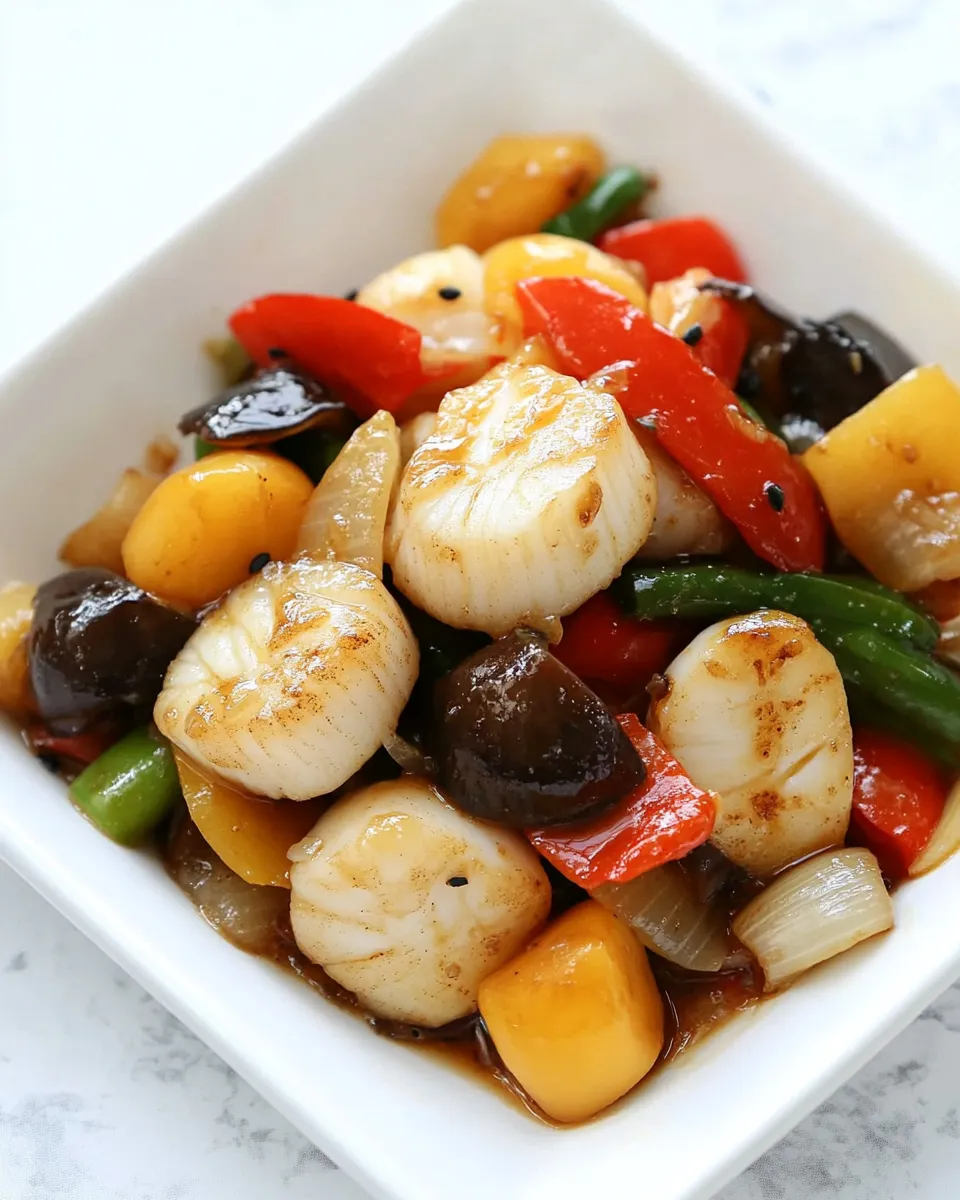 Delicious Szechuan Scallops shot