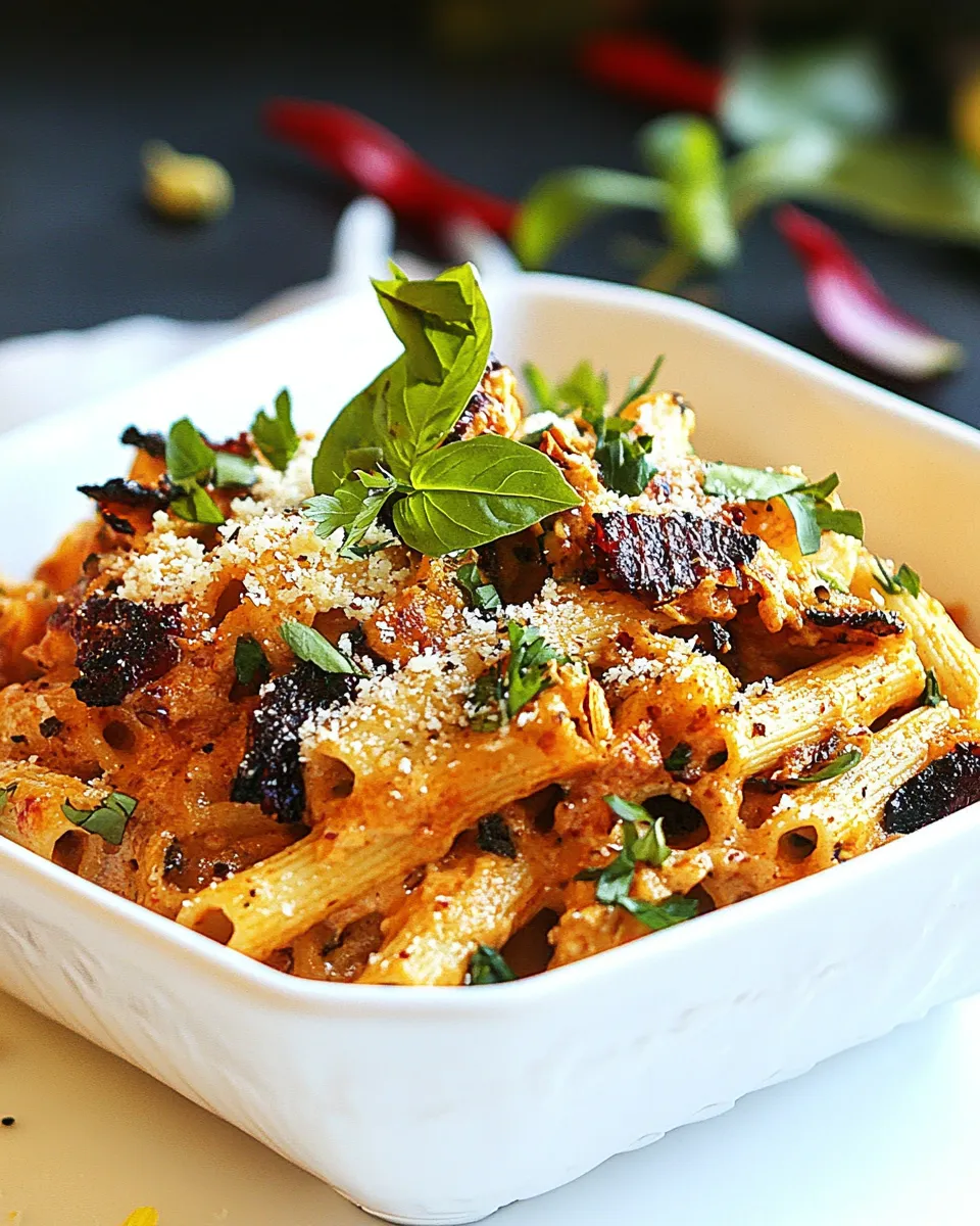 Delicious TexMex Roasted Red Pepper Pasta shot