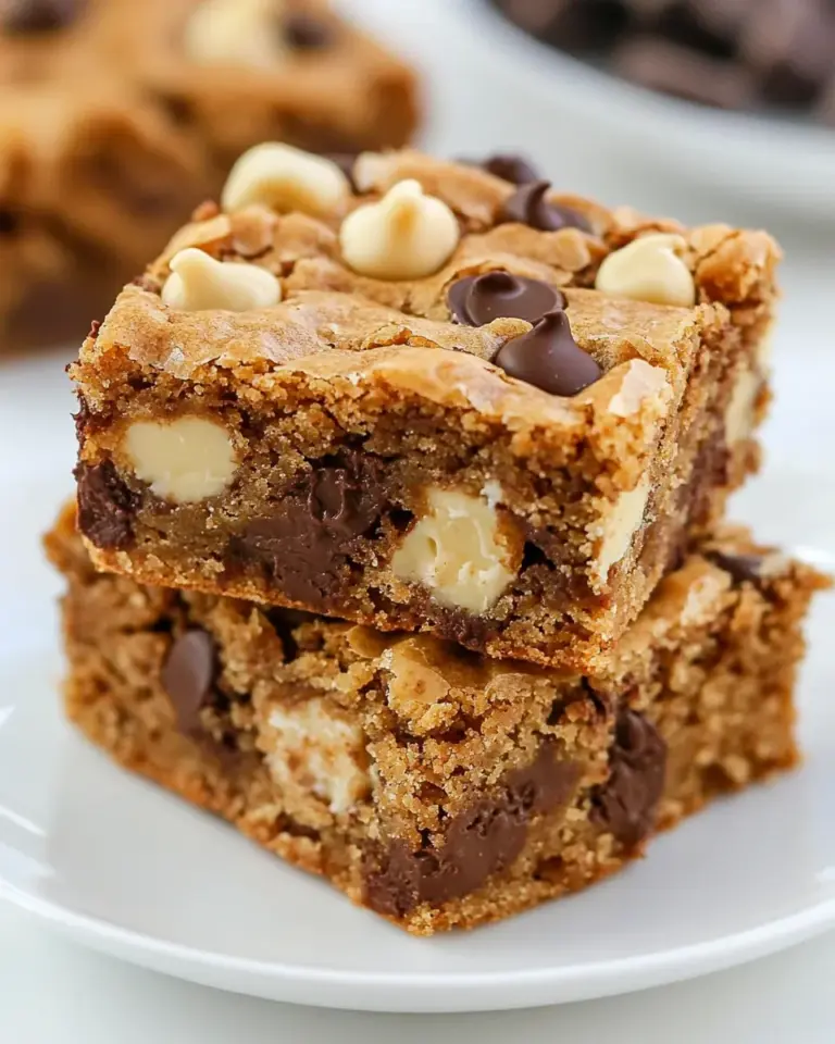 Homemade Thick and Chewy Triple Chocolate Peanut Butter Blondies photo